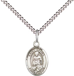 [9024SS/18S] Sterling Silver Saint Daniel Pendant on a 18 inch Light Rhodium Light Curb chain
