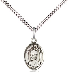 [9026SS/18S] Sterling Silver Saint Edward the Confessor Pendant on a 18 inch Light Rhodium Light Curb chain