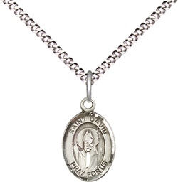 [9027SS/18S] Sterling Silver Saint David of Wales Pendant on a 18 inch Light Rhodium Light Curb chain