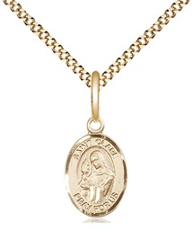 [9028GF/18G] 14kt Gold Filled Saint Clare of Assisi Pendant on a 18 inch Gold Plate Light Curb chain