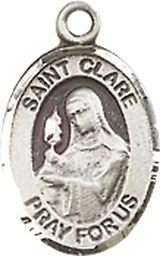 [9028SS] Sterling Silver Saint Clare of Assisi Medal