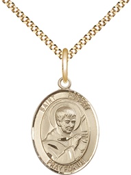 [8096GF/18G] 14kt Gold Filled Saint Robert Bellarmine Pendant on a 18 inch Gold Plate Light Curb chain