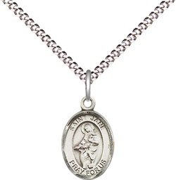 [9029SS/18S] Sterling Silver Saint Jane of Valois Pendant on a 18 inch Light Rhodium Light Curb chain
