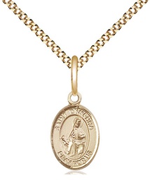 [9032GF/18G] 14kt Gold Filled Saint Dymphna Pendant on a 18 inch Gold Plate Light Curb chain