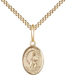 [9032GF/18G] 14kt Gold Filled Saint Dymphna Pendant on a 18 inch Gold Plate Light Curb chain