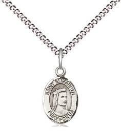 [9033SS/18S] Sterling Silver Saint Elizabeth of Hungary Pendant on a 18 inch Light Rhodium Light Curb chain
