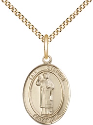 [8104GF/18G] 14kt Gold Filled Saint Stephen the Martyr Pendant on a 18 inch Gold Plate Light Curb chain