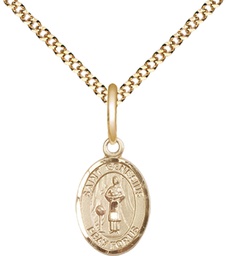 [9038GF/18G] 14kt Gold Filled Saint Genesius of Rome Pendant on a 18 inch Gold Plate Light Curb chain