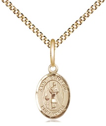 [9038GF/18G] 14kt Gold Filled Saint Genesius of Rome Pendant on a 18 inch Gold Plate Light Curb chain