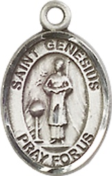 [9038SS] Sterling Silver Saint Genesius of Rome Medal