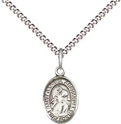 [9039SS/18S] Sterling Silver Saint Gabriel the Archangel Pendant on a 18 inch Light Rhodium Light Curb chain