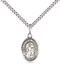 [9039SS/18S] Sterling Silver Saint Gabriel the Archangel Pendant on a 18 inch Light Rhodium Light Curb chain