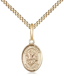 [9040GF/18G] 14kt Gold Filled Saint George Pendant on a 18 inch Gold Plate Light Curb chain