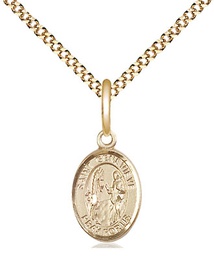 [9041GF/18G] 14kt Gold Filled Saint Genevieve Pendant on a 18 inch Gold Plate Light Curb chain