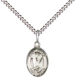 [9043SS/18S] Sterling Silver Saint Helen Pendant on a 18 inch Light Rhodium Light Curb chain