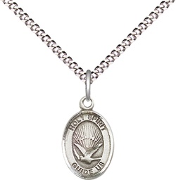 [9044SS/18S] Sterling Silver Holy Spirit Pendant on a 18 inch Light Rhodium Light Curb chain