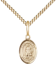 [9045GF/18G] 14kt Gold Filled Saint Hubert of Liege Pendant on a 18 inch Gold Plate Light Curb chain