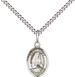 [9047SS/18S] Sterling Silver Saint Emily de Vialar Pendant on a 18 inch Light Rhodium Light Curb chain