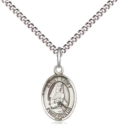 [9047SS/18S] Sterling Silver Saint Emily de Vialar Pendant on a 18 inch Light Rhodium Light Curb chain