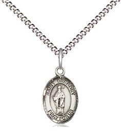 [9048SS/18S] Sterling Silver Saint Gregory the Great Pendant on a 18 inch Light Rhodium Light Curb chain