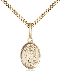 [9049GF/18G] 14kt Gold Filled Saint Isidore of Seville Pendant on a 18 inch Gold Plate Light Curb chain