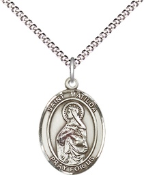 [8239SS/18S] Sterling Silver Saint Matilda Pendant on a 18 inch Light Rhodium Light Curb chain