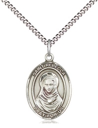 [8252SS/18S] Sterling Silver Saint Rebecca Pendant on a 18 inch Light Rhodium Light Curb chain