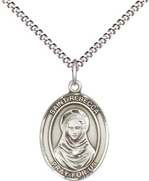 [8252SS/18S] Sterling Silver Saint Rebecca Pendant on a 18 inch Light Rhodium Light Curb chain