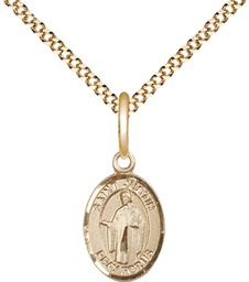 [9052GF/18G] 14kt Gold Filled Saint Justin Pendant on a 18 inch Gold Plate Light Curb chain