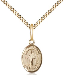 [9052GF/18G] 14kt Gold Filled Saint Justin Pendant on a 18 inch Gold Plate Light Curb chain