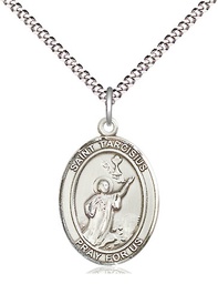 [8261SS/18S] Sterling Silver Saint Tarcisius Pendant on a 18 inch Light Rhodium Light Curb chain