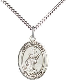 [8261SS/18S] Sterling Silver Saint Tarcisius Pendant on a 18 inch Light Rhodium Light Curb chain