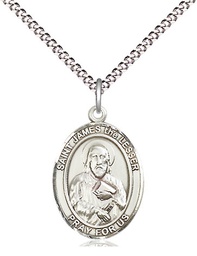 [8277SS/18S] Sterling Silver Saint James the Lesser Pendant on a 18 inch Light Rhodium Light Curb chain