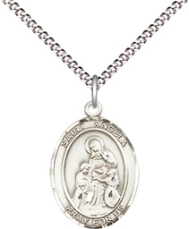 [8284SS/18S] Sterling Silver Saint Angela Merici Pendant on a 18 inch Light Rhodium Light Curb chain