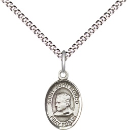 [9055SS/18S] Sterling Silver Saint John Bosco Pendant on a 18 inch Light Rhodium Light Curb chain
