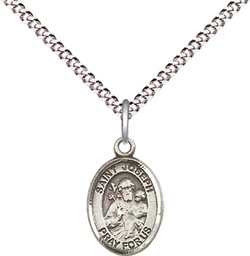 [9058SS/18S] Sterling Silver Saint Joseph Pendant on a 18 inch Light Rhodium Light Curb chain
