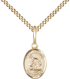 [9059GF/18G] 14kt Gold Filled Saint Joshua Pendant on a 18 inch Gold Plate Light Curb chain