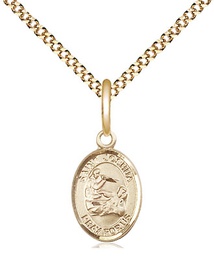 [9059GF/18G] 14kt Gold Filled Saint Joshua Pendant on a 18 inch Gold Plate Light Curb chain