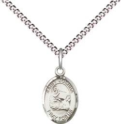 [9059SS/18S] Sterling Silver Saint Joshua Pendant on a 18 inch Light Rhodium Light Curb chain