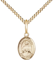[9061GF/18G] 14kt Gold Filled Saint Kateri Pendant on a 18 inch Gold Plate Light Curb chain