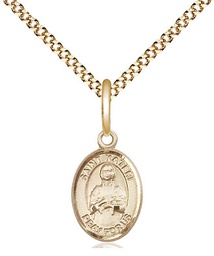[9061GF/18G] 14kt Gold Filled Saint Kateri Pendant on a 18 inch Gold Plate Light Curb chain