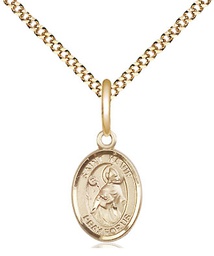 [9062GF/18G] 14kt Gold Filled Saint Kevin Pendant on a 18 inch Gold Plate Light Curb chain