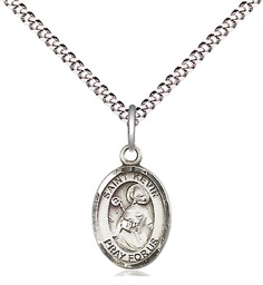 [9062SS/18S] Sterling Silver Saint Kevin Pendant on a 18 inch Light Rhodium Light Curb chain
