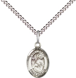 [9062SS/18S] Sterling Silver Saint Kevin Pendant on a 18 inch Light Rhodium Light Curb chain