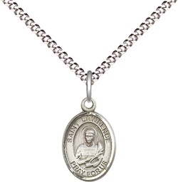 [9063SS/18S] Sterling Silver Saint Lawrence Pendant on a 18 inch Light Rhodium Light Curb chain