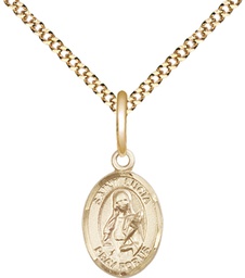 [9065GF/18G] 14kt Gold Filled Saint Lucia of Syracuse Pendant on a 18 inch Gold Plate Light Curb chain