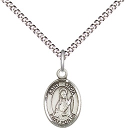 [9065SS/18S] Sterling Silver Saint Lucia of Syracuse Pendant on a 18 inch Light Rhodium Light Curb chain