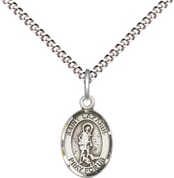 [9066SS/18S] Sterling Silver Saint Lazarus Pendant on a 18 inch Light Rhodium Light Curb chain