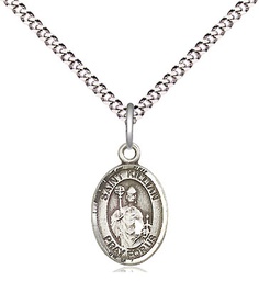 [9067SS/18S] Sterling Silver Saint Kilian Pendant on a 18 inch Light Rhodium Light Curb chain