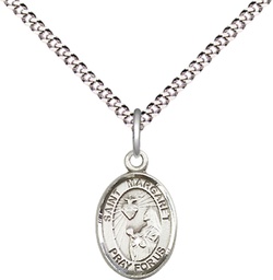 [9072SS/18S] Sterling Silver Saint Margaret Mary Alacoque Pendant on a 18 inch Light Rhodium Light Curb chain